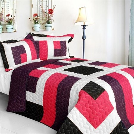 FURNORAMA City of Wine - 3 Pieces Vermicelli-Quilted Patchwork Quilt Set  Full & Queen Size - Multicolor FU658487